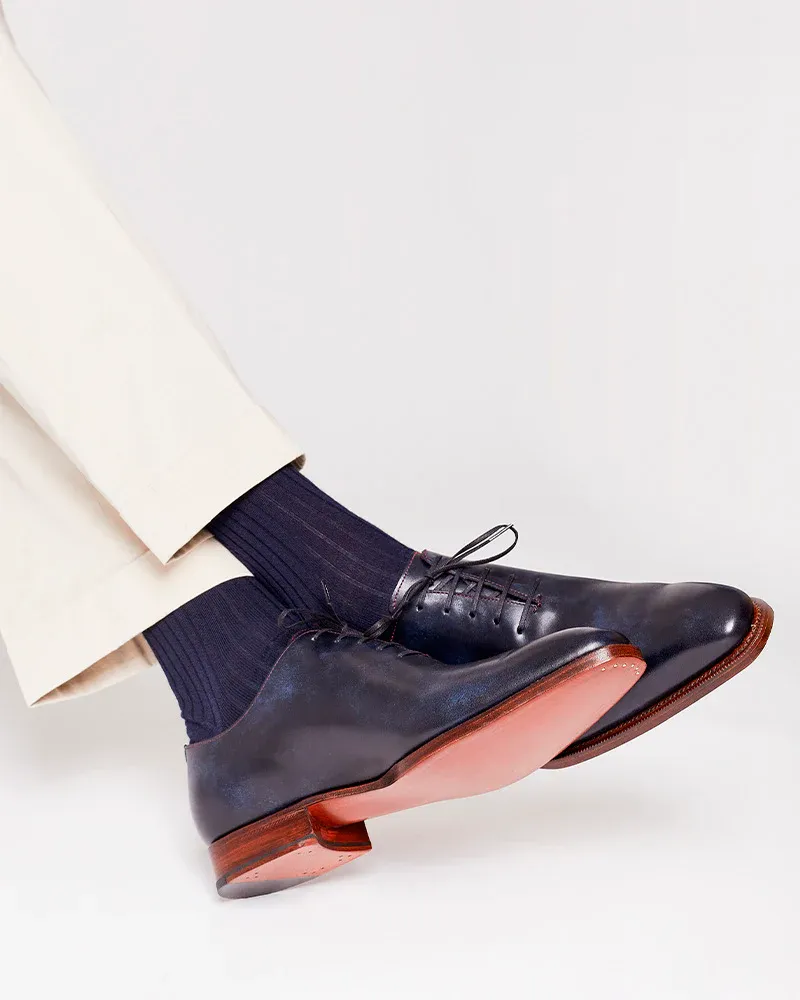 Blue Wholecut Oxford Dress Shoe