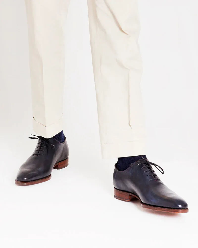 Blue Wholecut Oxford Dress Shoe