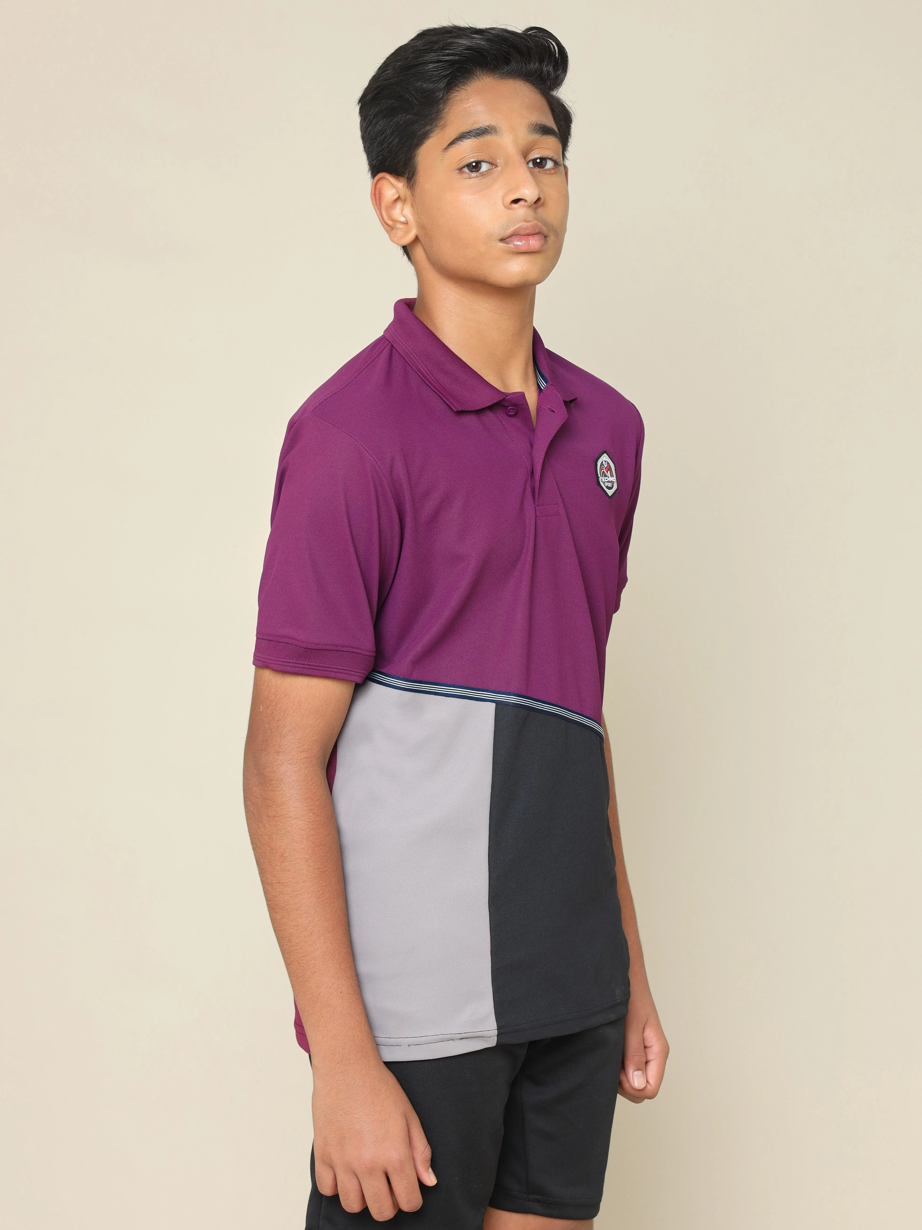 Boys Colorblock Slim Fit Polo T-shirt with MATPIQ