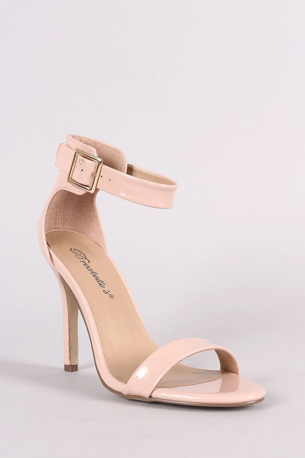 Breckelle Patent Ankle Strap Open Toe Heel