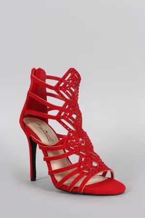 Brina - Suede Strappy Rhinestone Stiletto Heel