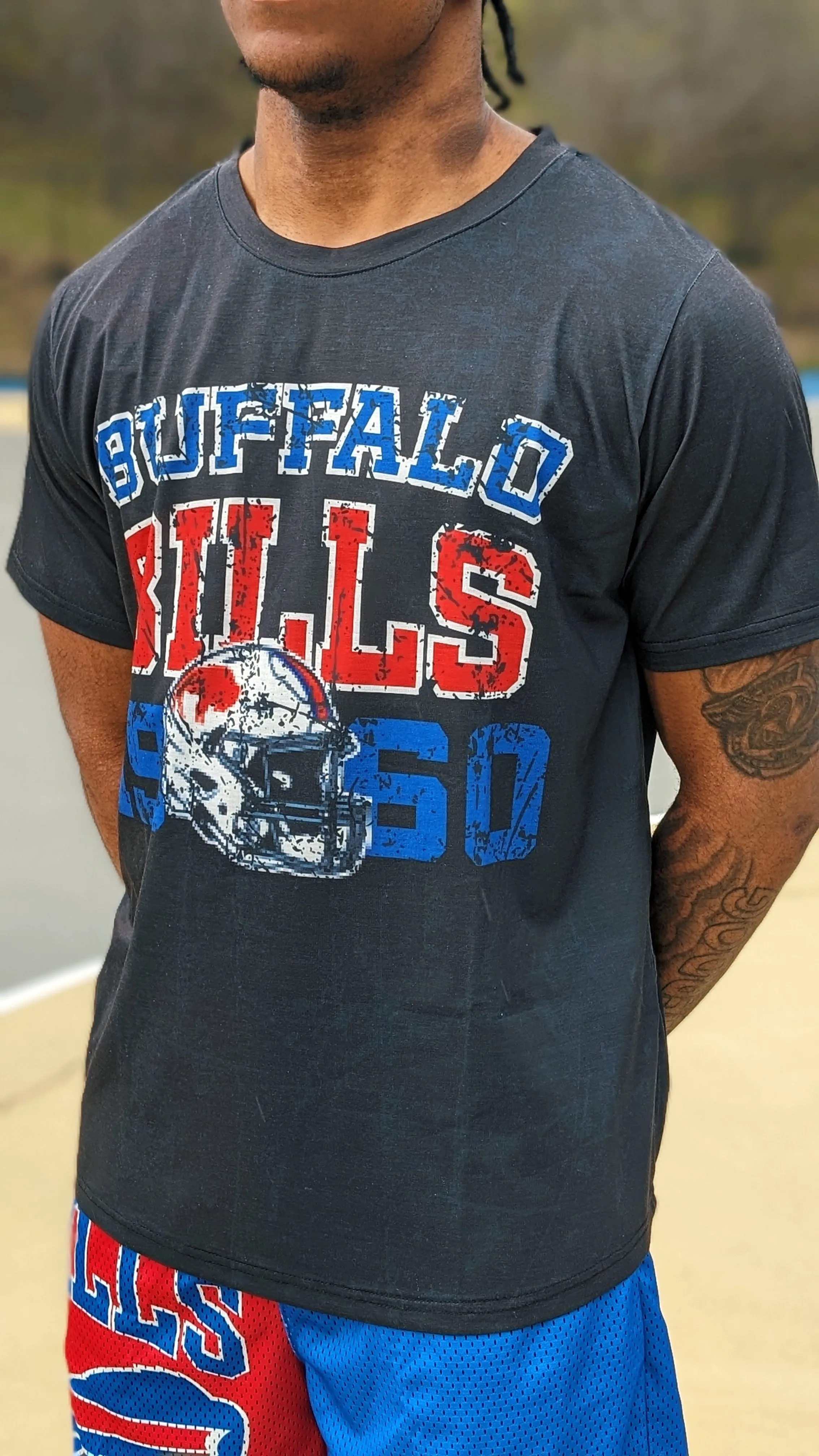 Buffalo Bills Wordmark Vintage Design Black Short Sleeve Shirt