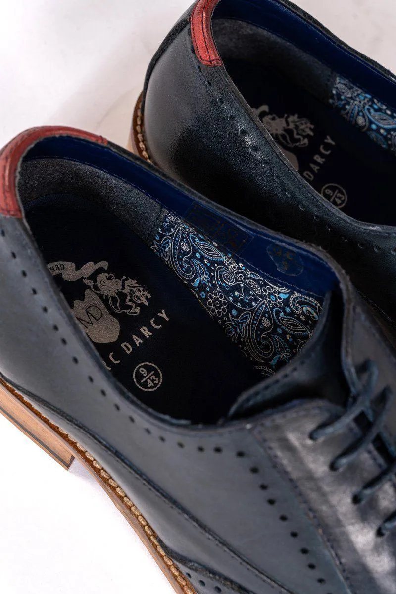 CARSON - Navy Wingtip Oxford Brogue Shoe