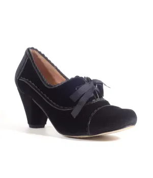 Chelsea Crew 1930s Black Velvet Oxford Madison Heels