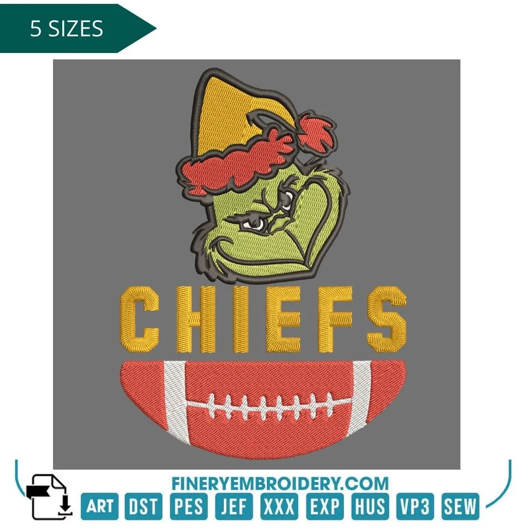 Chiefs Grinch Holiday Sweatshirt Embroidery Design