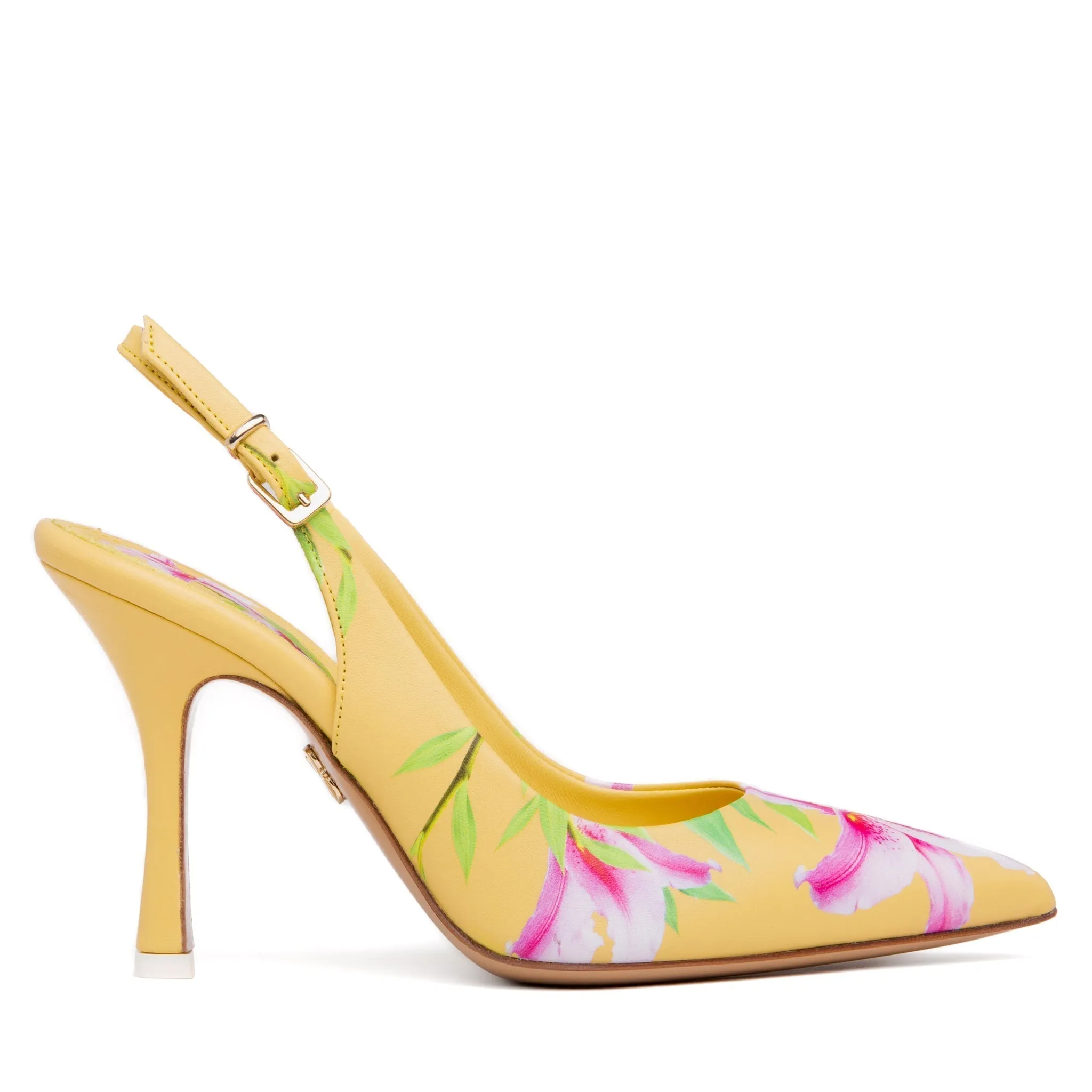 Conica White Printed Leather Slingback