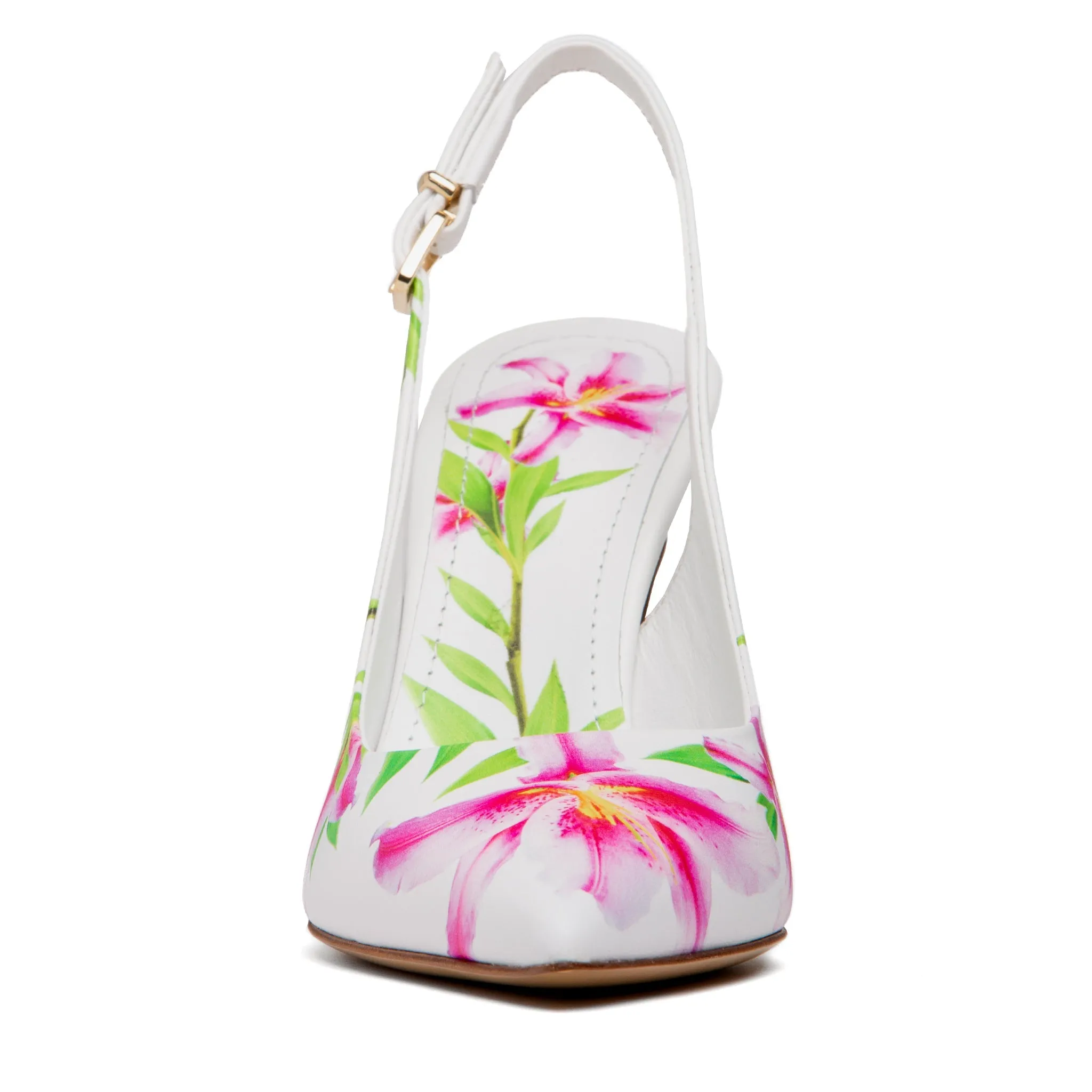 Conica White Printed Leather Slingback