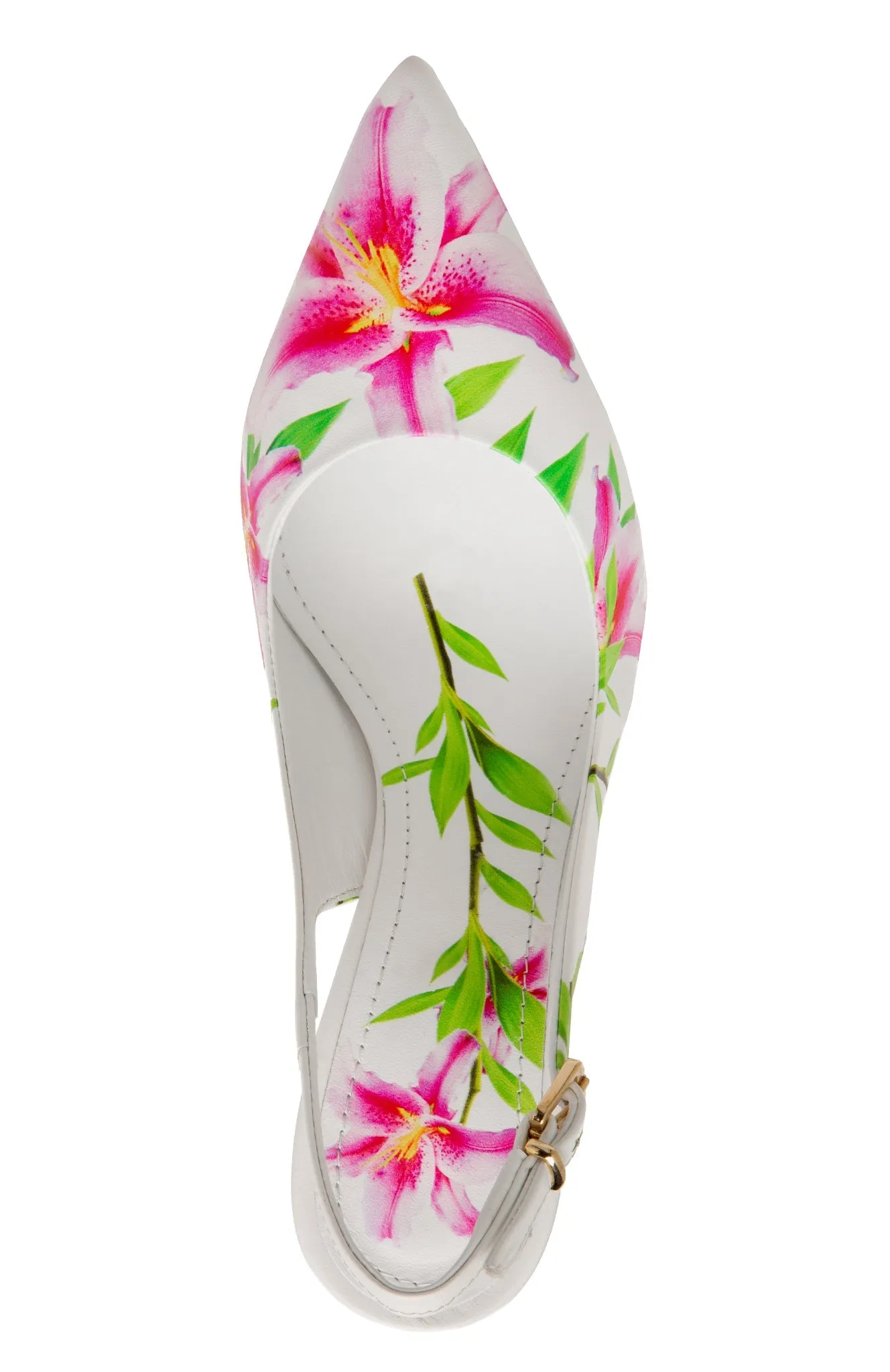 Conica White Printed Leather Slingback