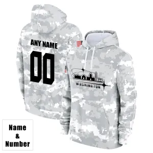 Custom Name & Number Hoodie Washington Commanders 2024 Salute to Celebrities Club Fleece Pullover Hoodie City Silhouette Hoodie Unisex