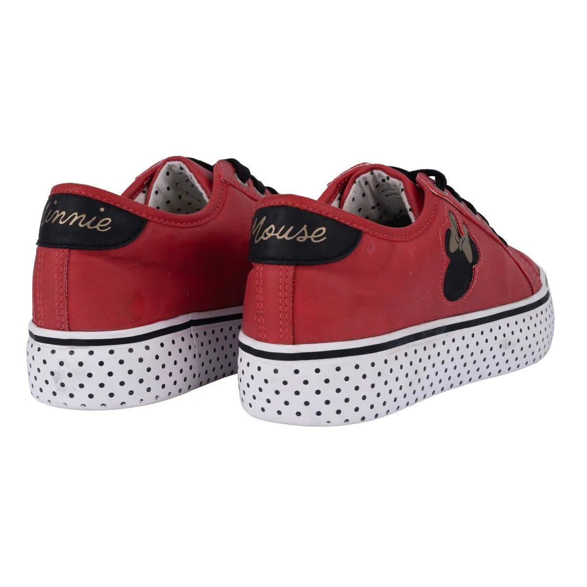 Disney Minnie Mouse Polka Dots Low-Top Sneakers Coated Fabric Red Colour For Women