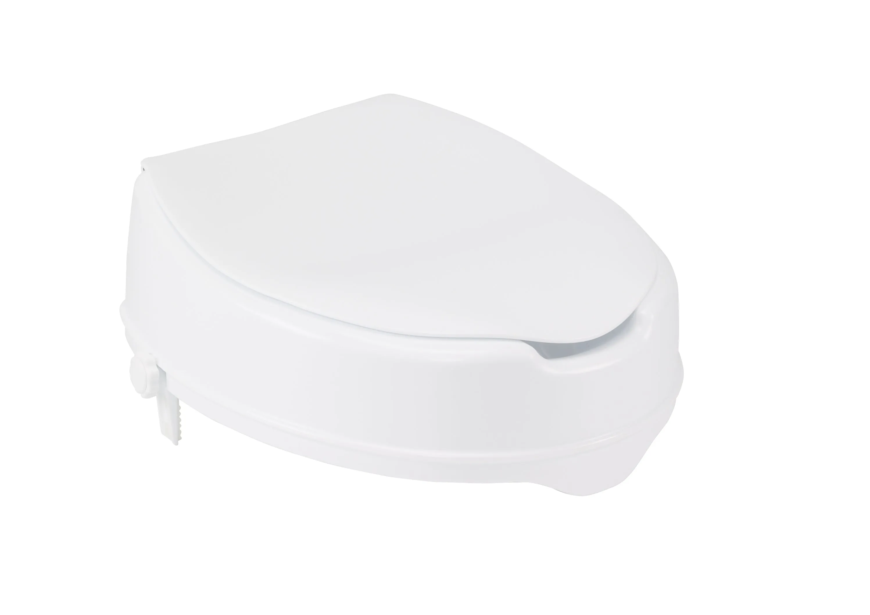 Drive Medical 12065 Raised Toilet Seat with Lock and Lid, Standard Seat, 4"