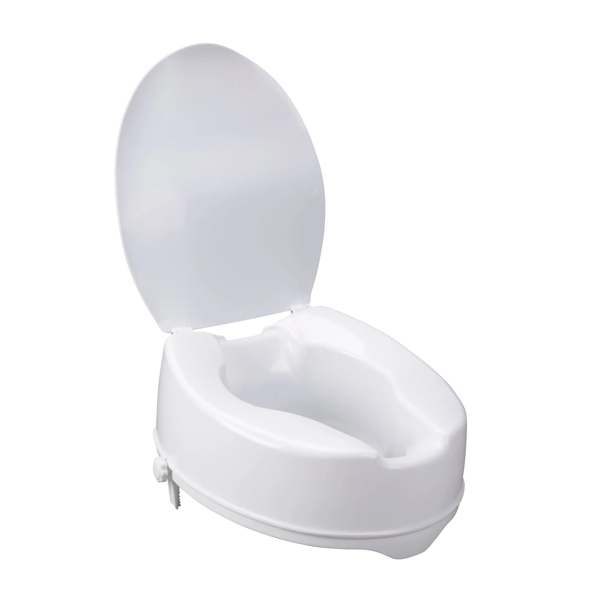 Drive Medical 12067 Raised Toilet Seat with Lock and Lid, Standard Seat, 6"