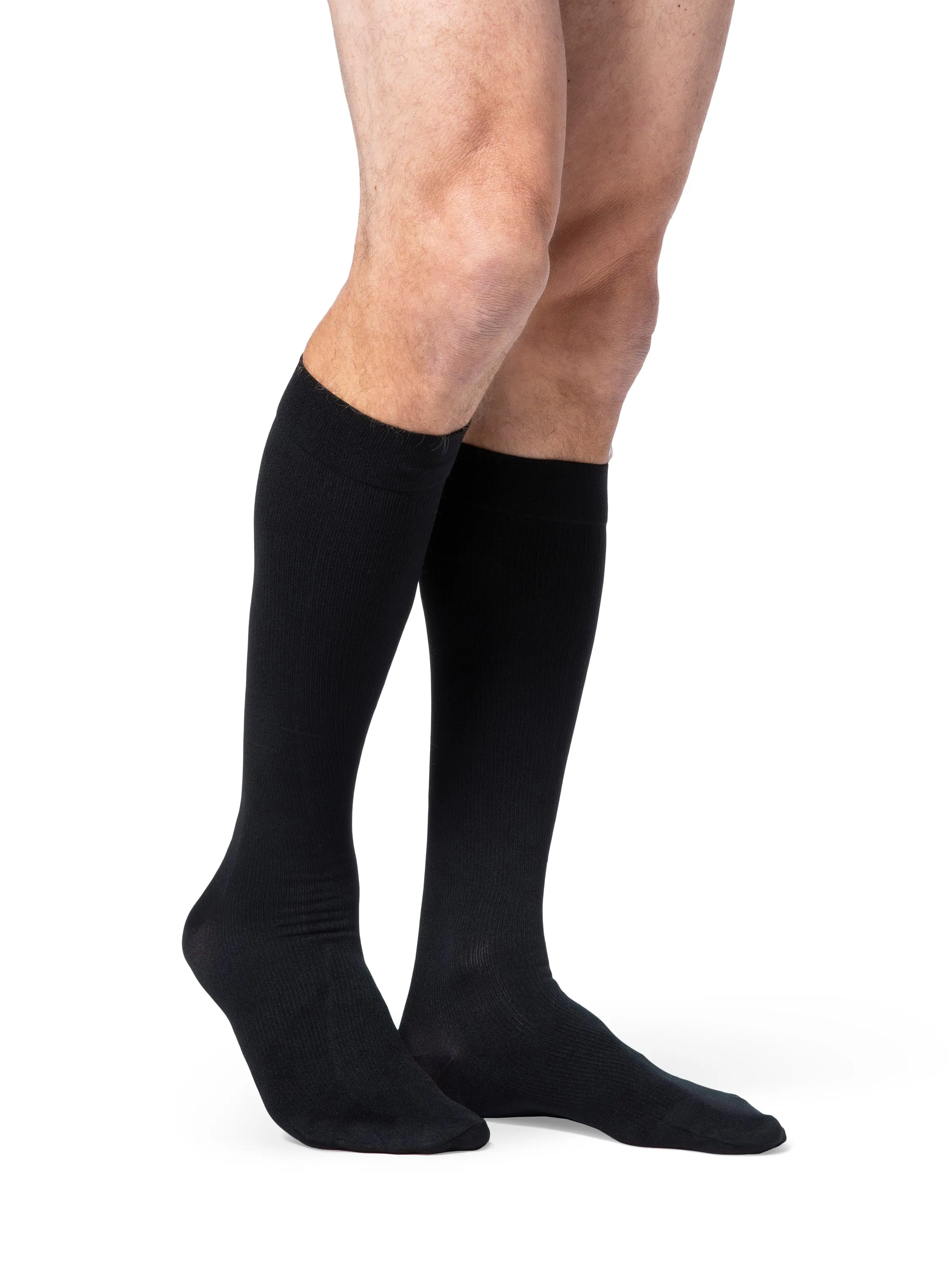 Dynaven Opaque Ribbed Men's Knee High  15-20mmHg-Closed Toe