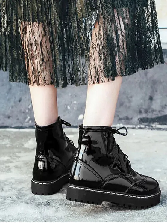 Fashion Lace Up Wingtip Ankle Boots