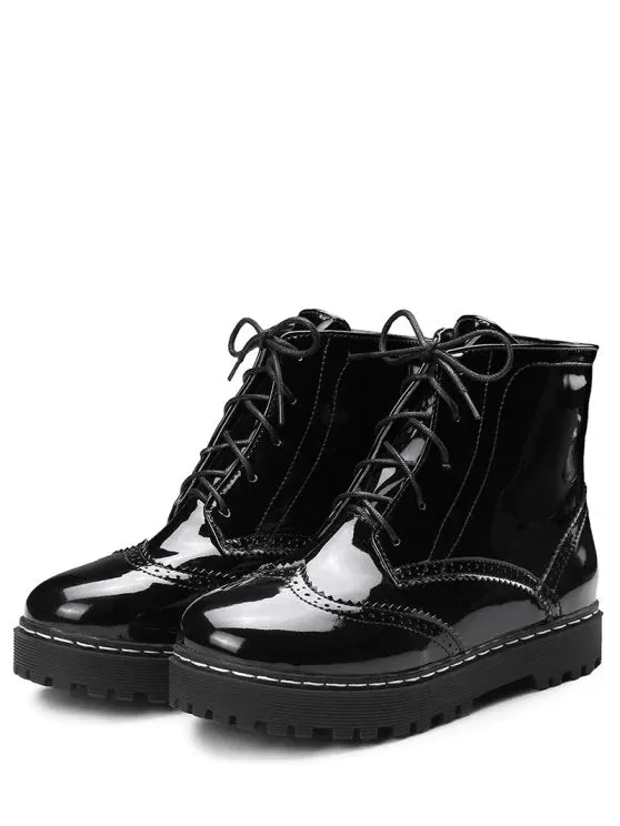 Fashion Lace Up Wingtip Ankle Boots