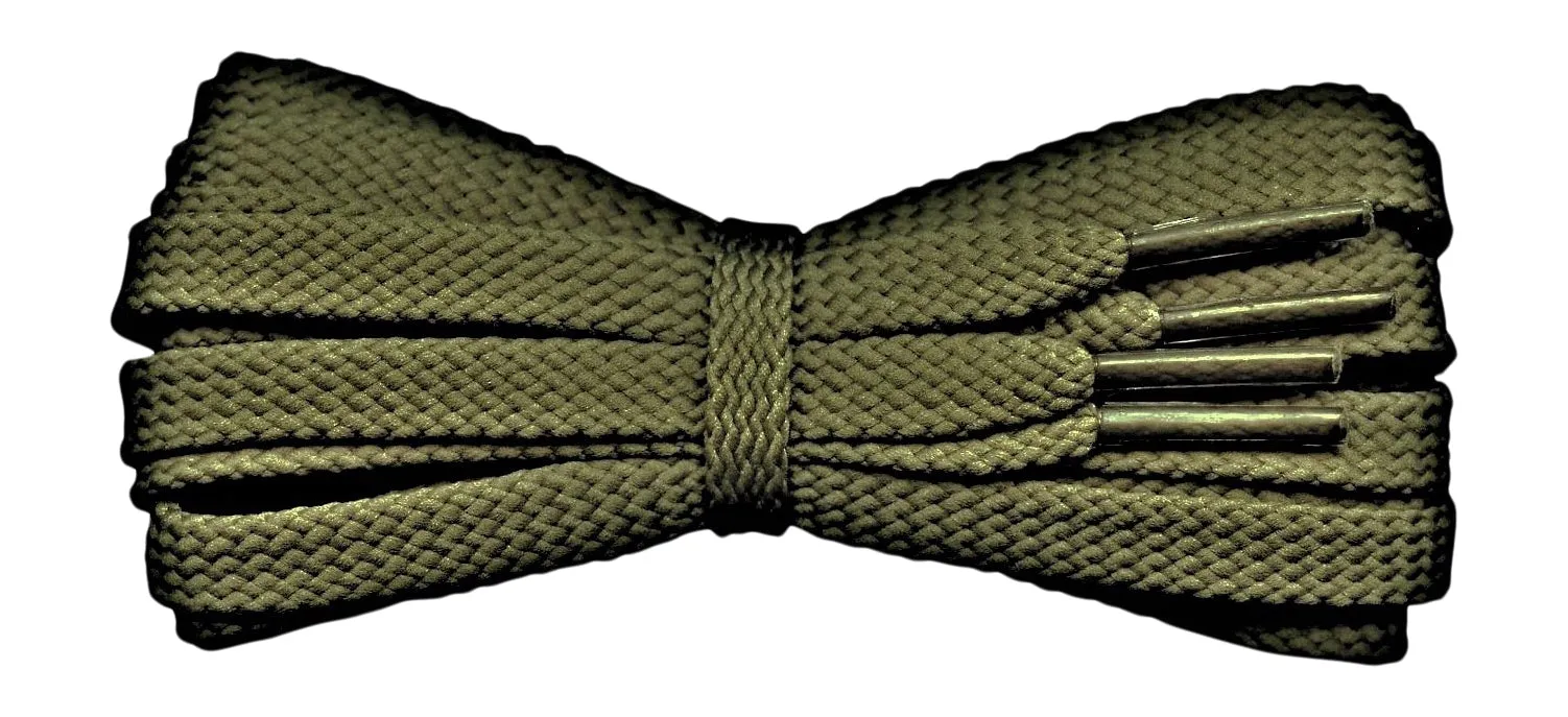 Flat 8 mm Khaki Shoe Laces for Trainers and Sports Shoes.