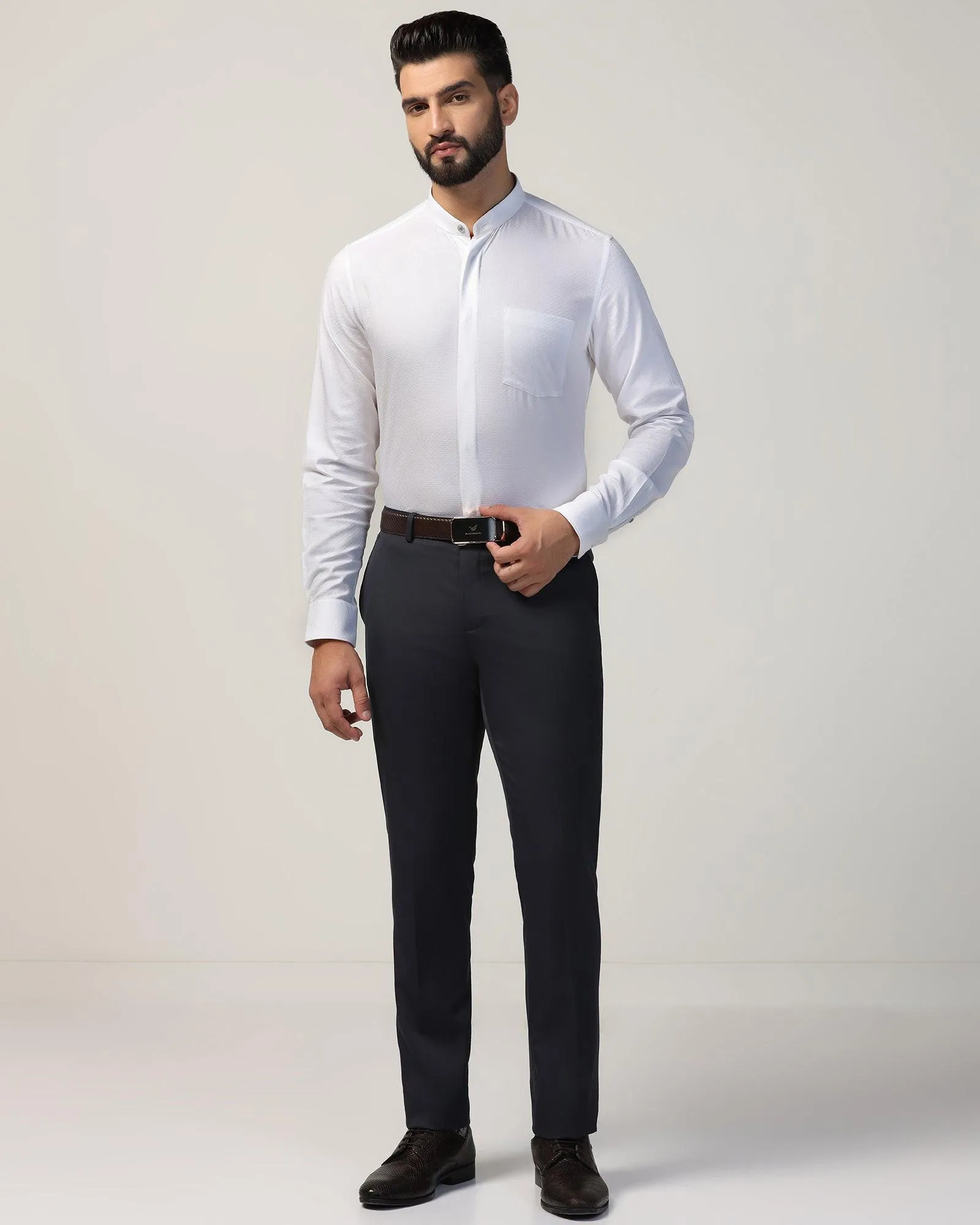 Formal White Textured Shirt - Leon