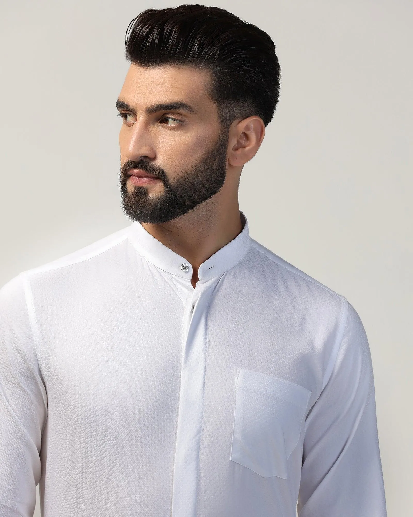 Formal White Textured Shirt - Leon