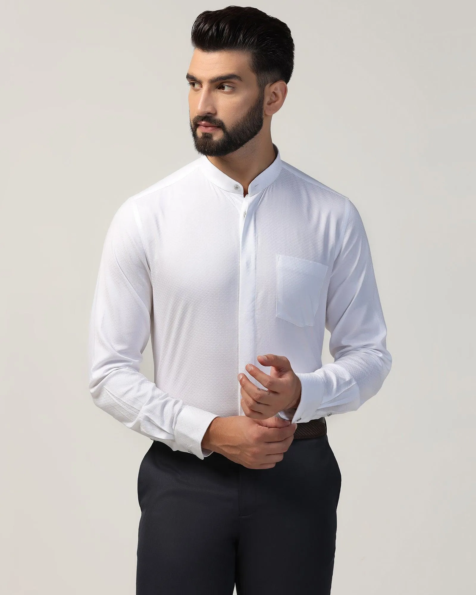 Formal White Textured Shirt - Leon