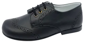 Gepetto's Boy's Blucher Wingtip Leather Black Dress Shoe