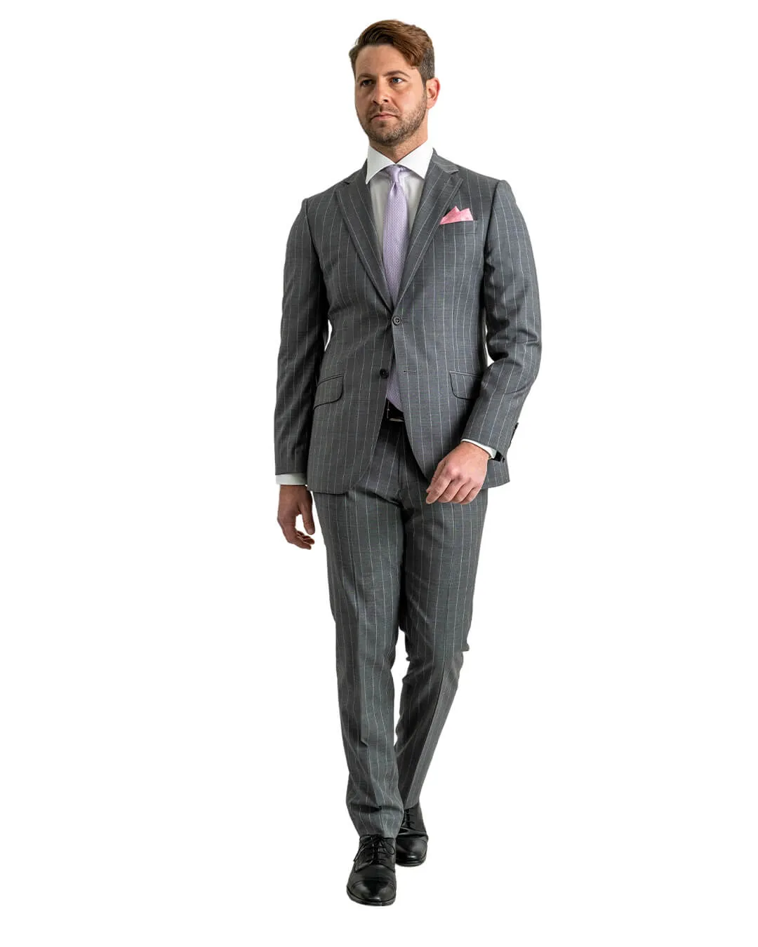 Grey Reda Super 100s Wide Subtle Stripe Suit