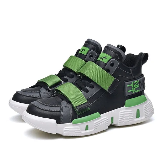 High Top Straps with Rubber Print Men Sneakers