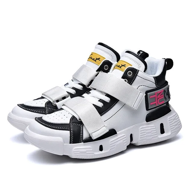 High Top Straps with Rubber Print Men Sneakers