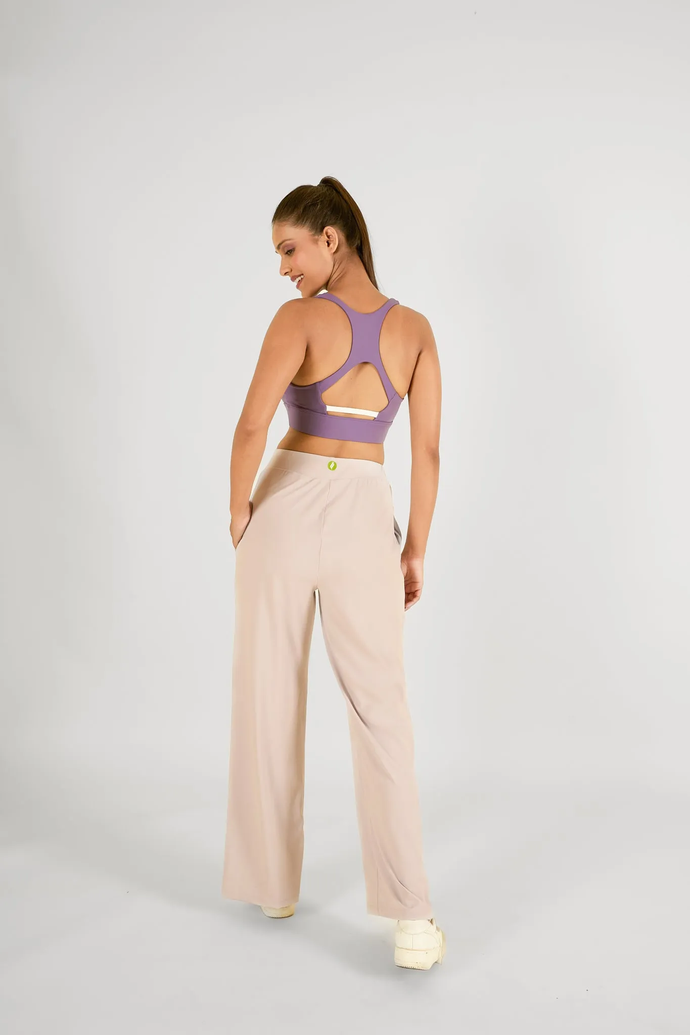 High waisted side slit flare pants with pockets