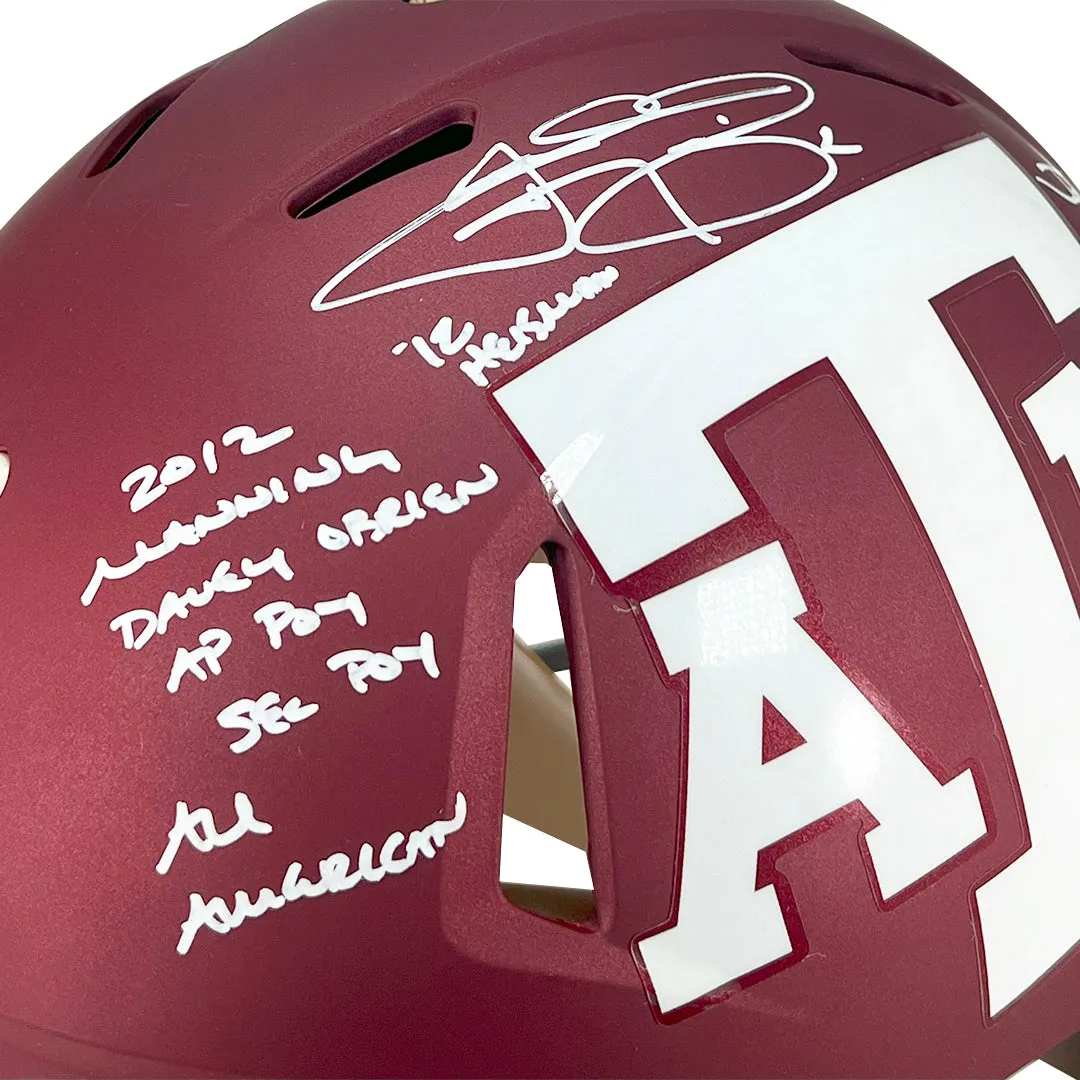 Johnny Manziel Signed Multi-Inscription Red Texas A&M Authentic Speed Full-Size Football Helmet (JSA)