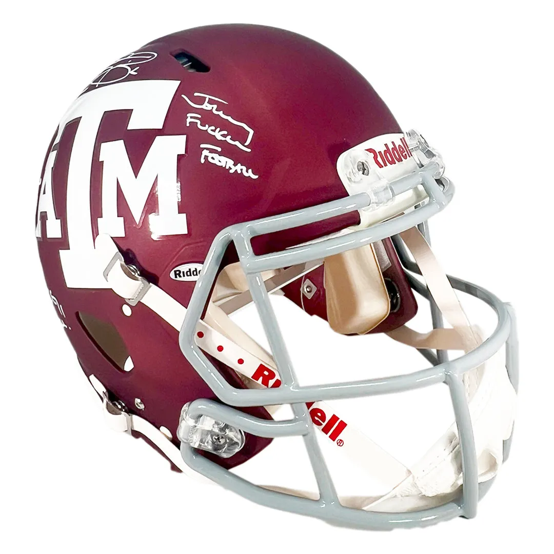 Johnny Manziel Signed Multi-Inscription Red Texas A&M Authentic Speed Full-Size Football Helmet (JSA)