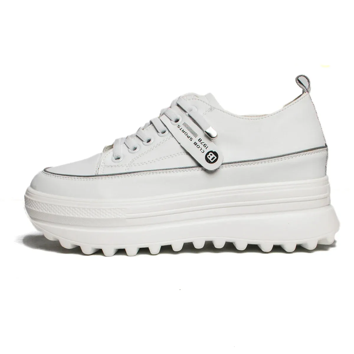 Joskaa 2024 New White Leather Platform Sneakers