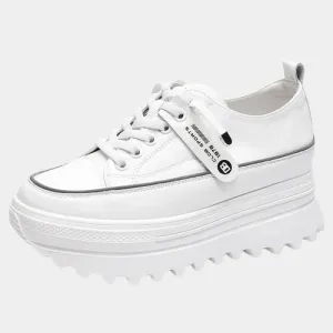 Joskaa 2024 New White Leather Platform Sneakers