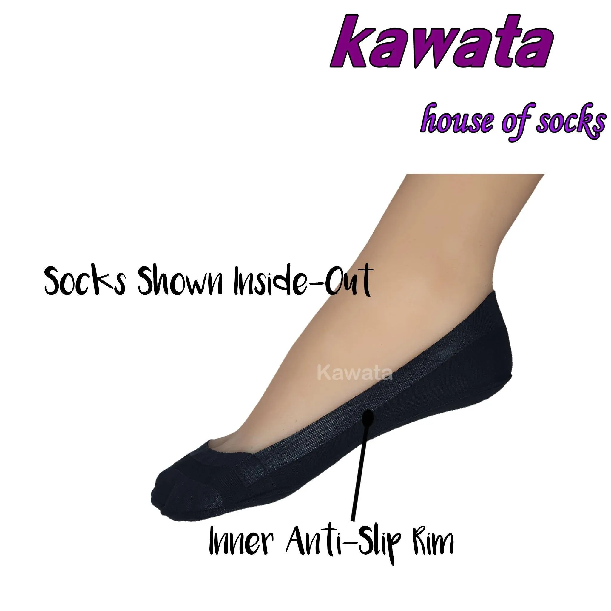 Kawata Double Layer Matte Cotton No Show Socks / Low-Cut Anti-Slip