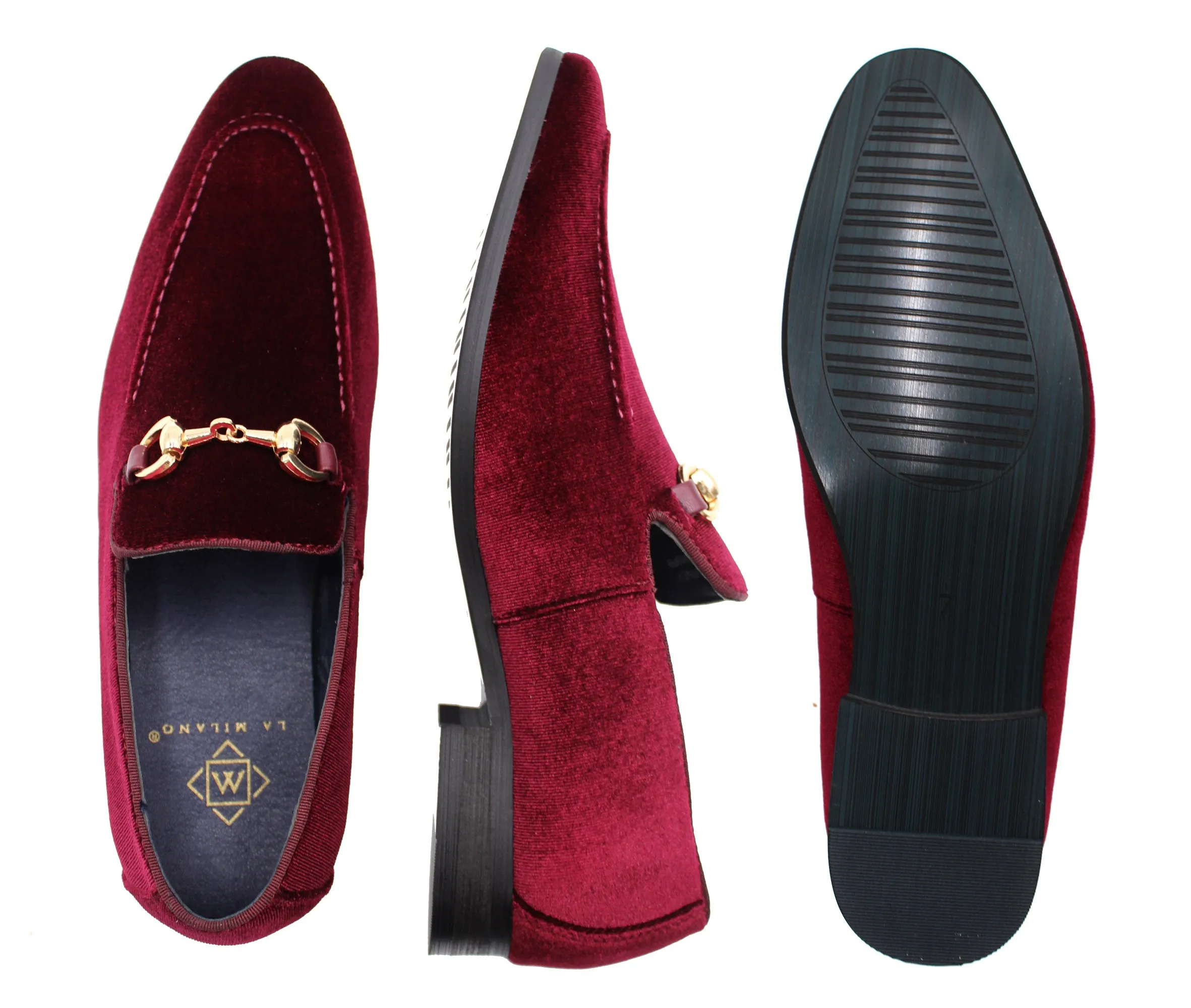 LA MILANO,CAP TOE-SLIP ON-SHOES-A11888-BURGUNDY