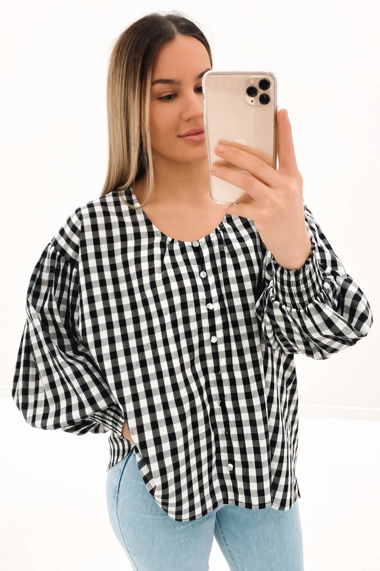 Layla Top Black Check