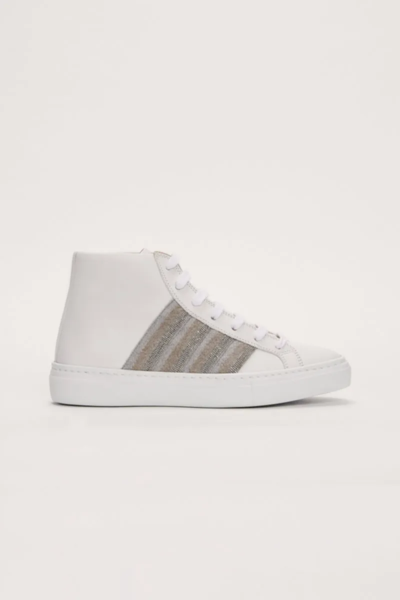 Leather High Top Sneakers in White