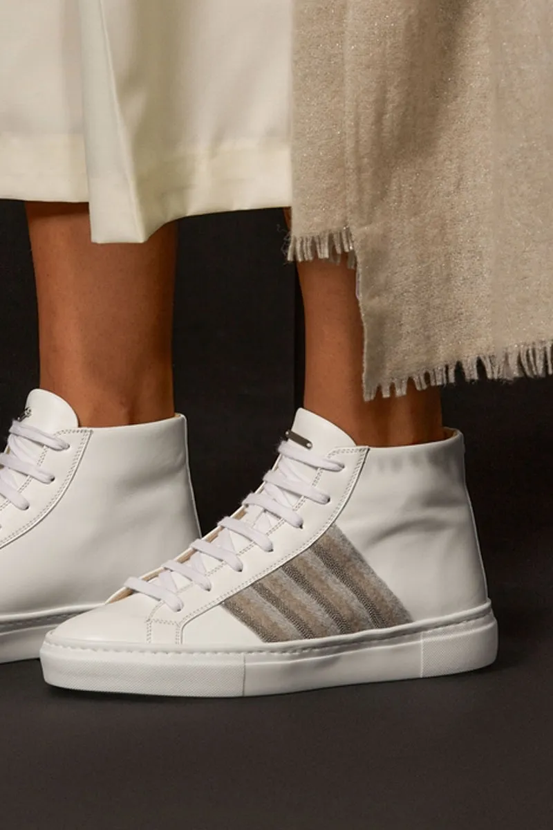 Leather High Top Sneakers in White