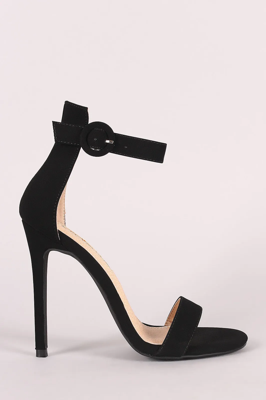 Liliana Nubuck Ankle Strap Open Toe Stiletto Heel