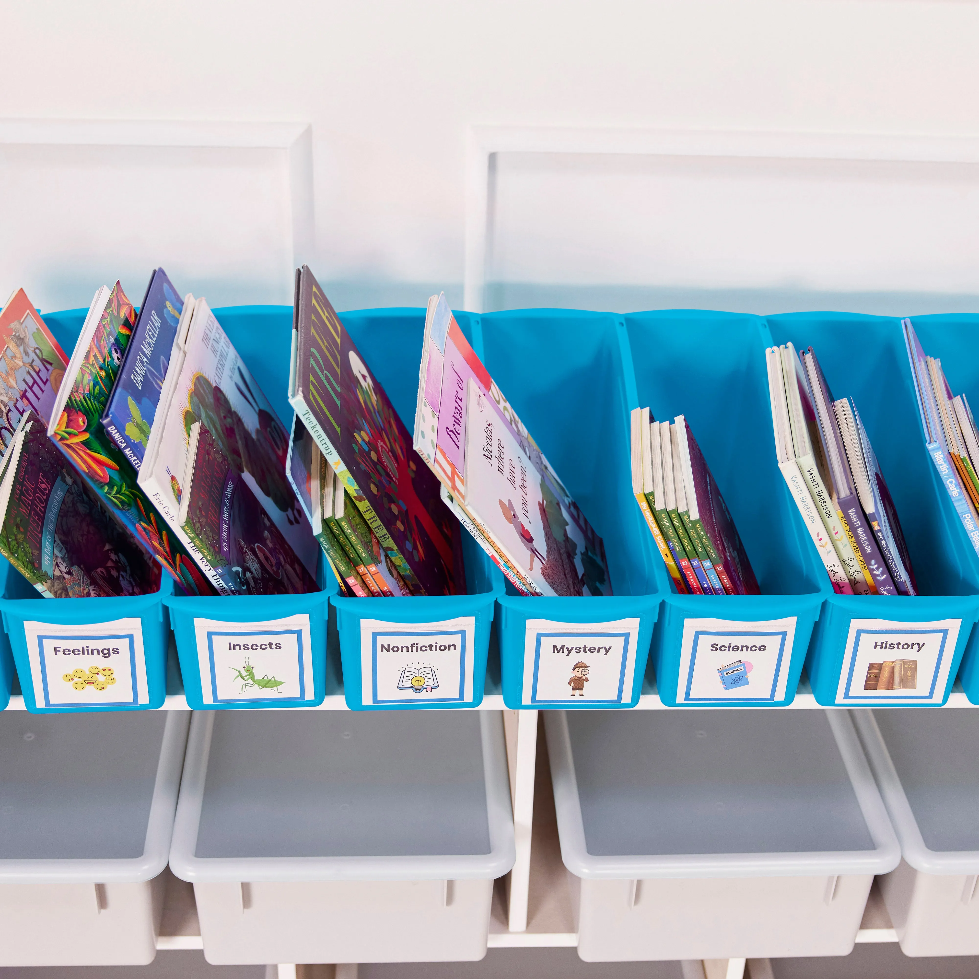 Linking Book Bins, Colorful Connecting Storage