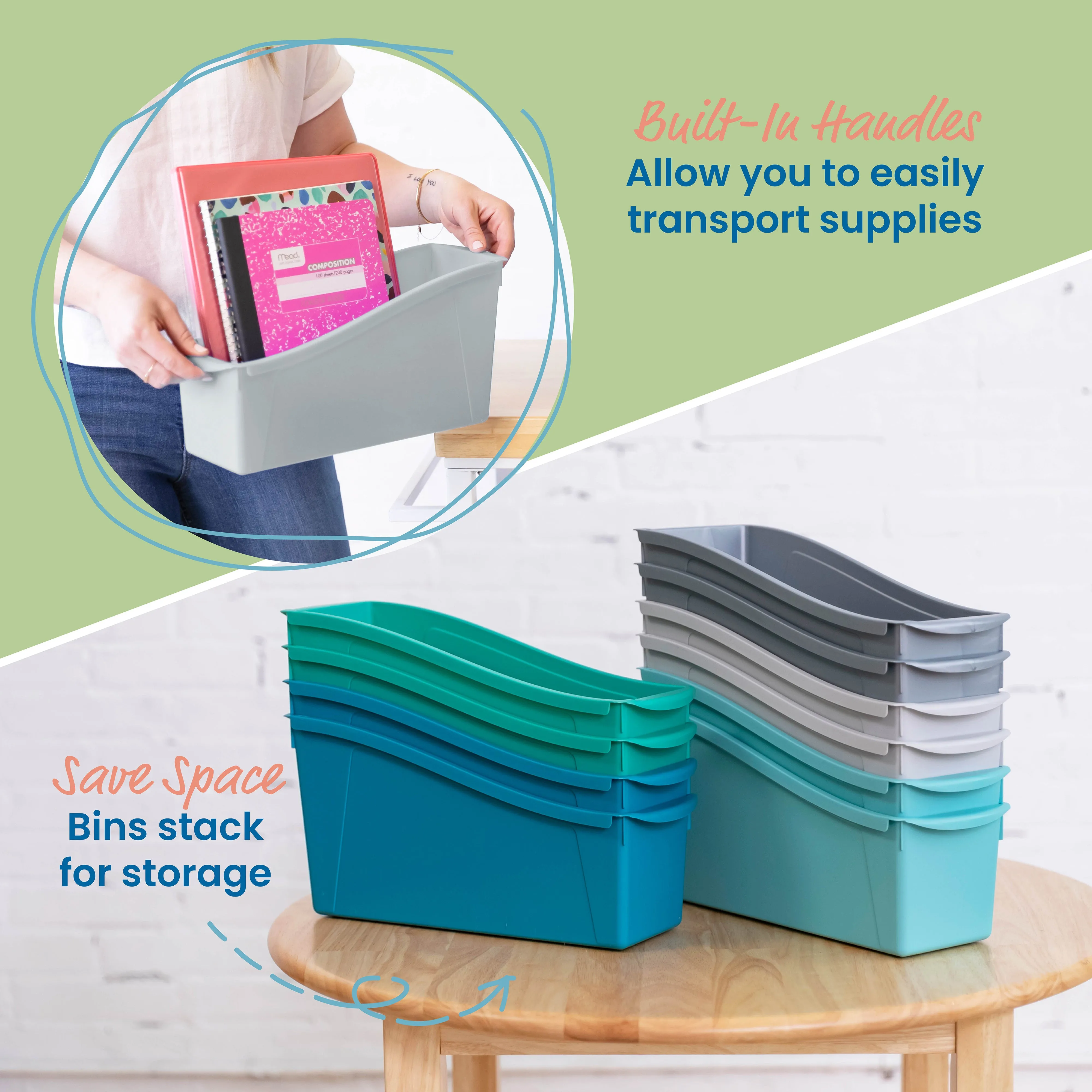 Linking Book Bins, Colorful Connecting Storage