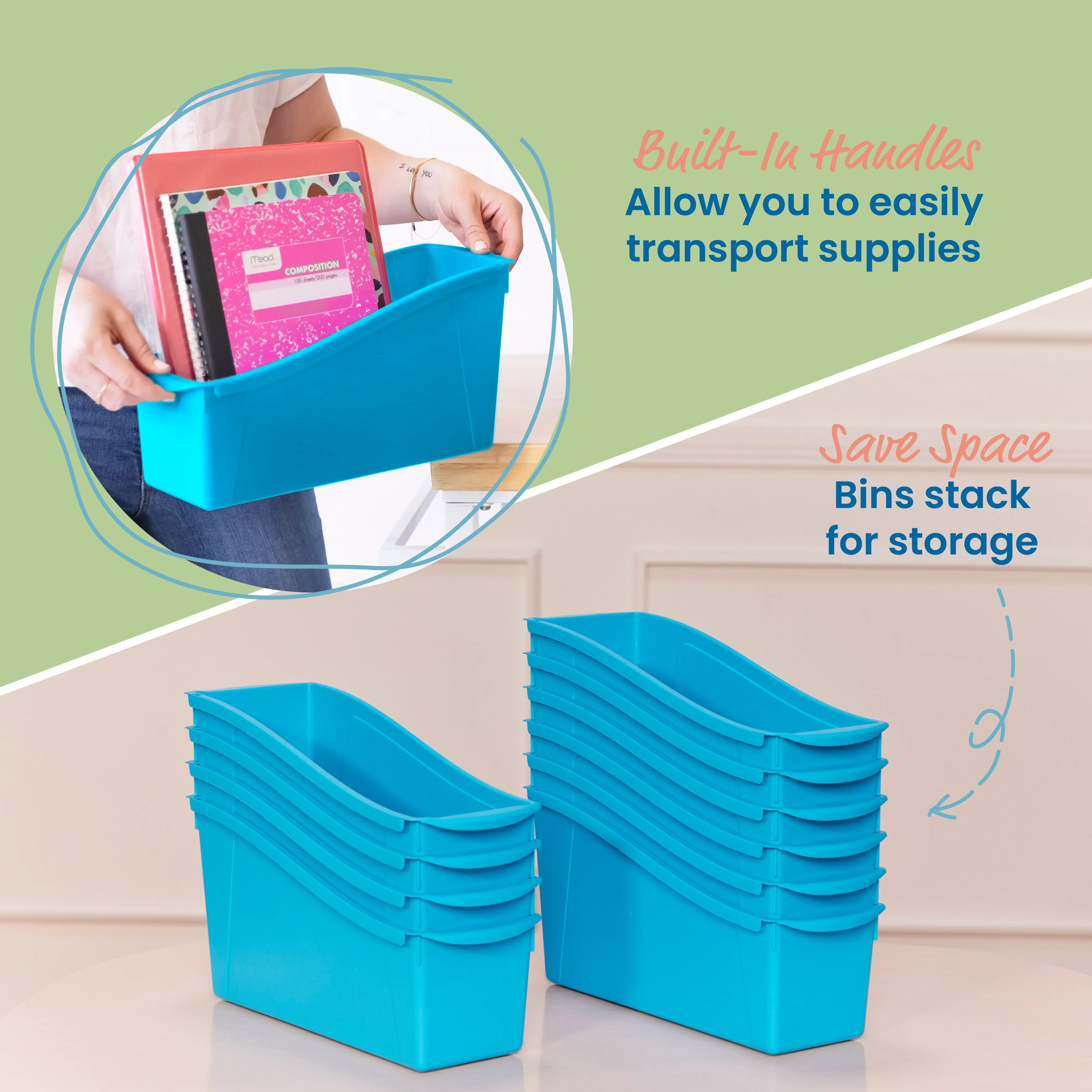 Linking Book Bins, Colorful Connecting Storage