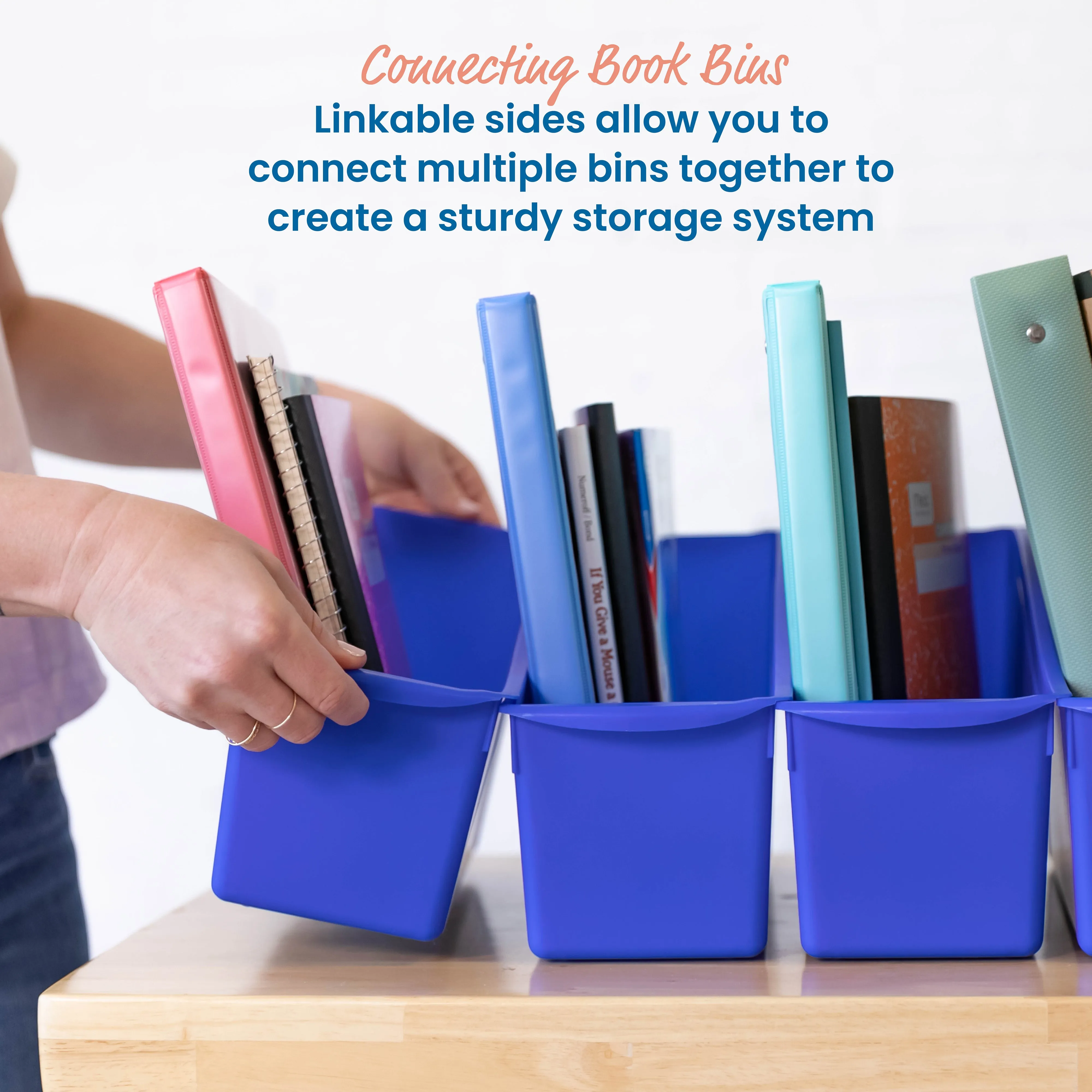 Linking Book Bins, Colorful Connecting Storage