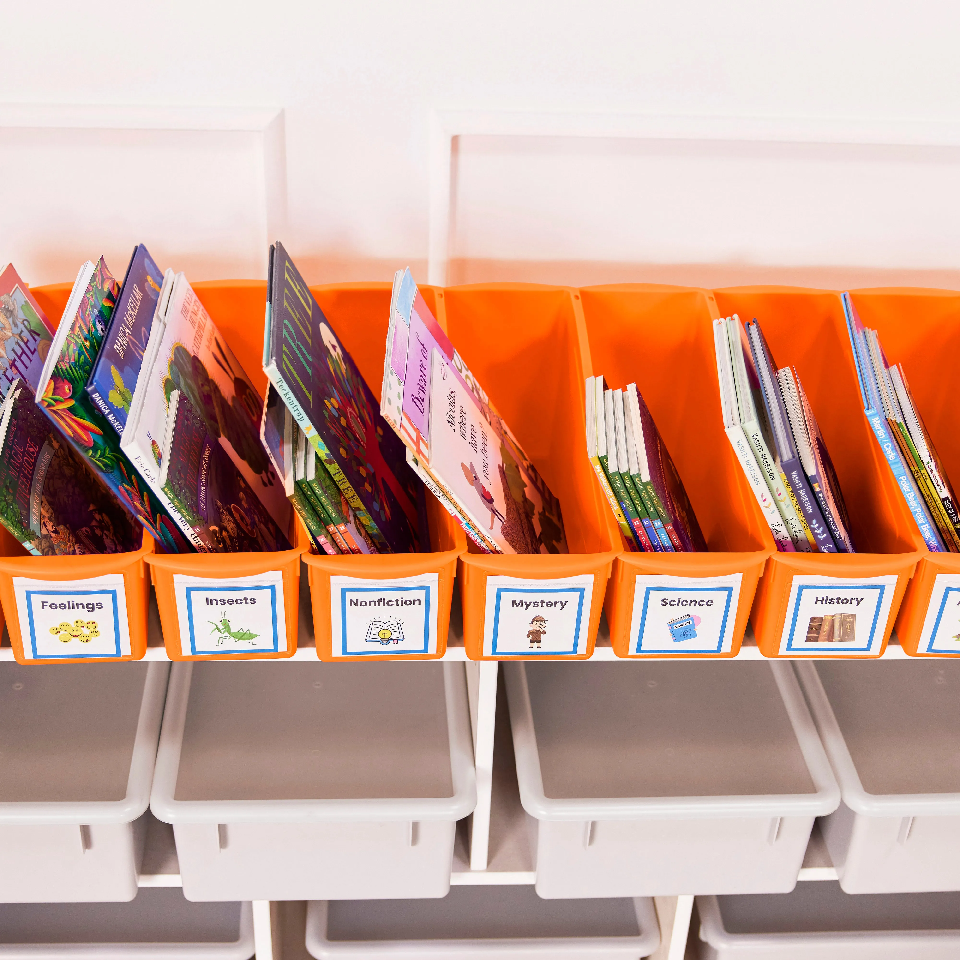 Linking Book Bins, Colorful Connecting Storage