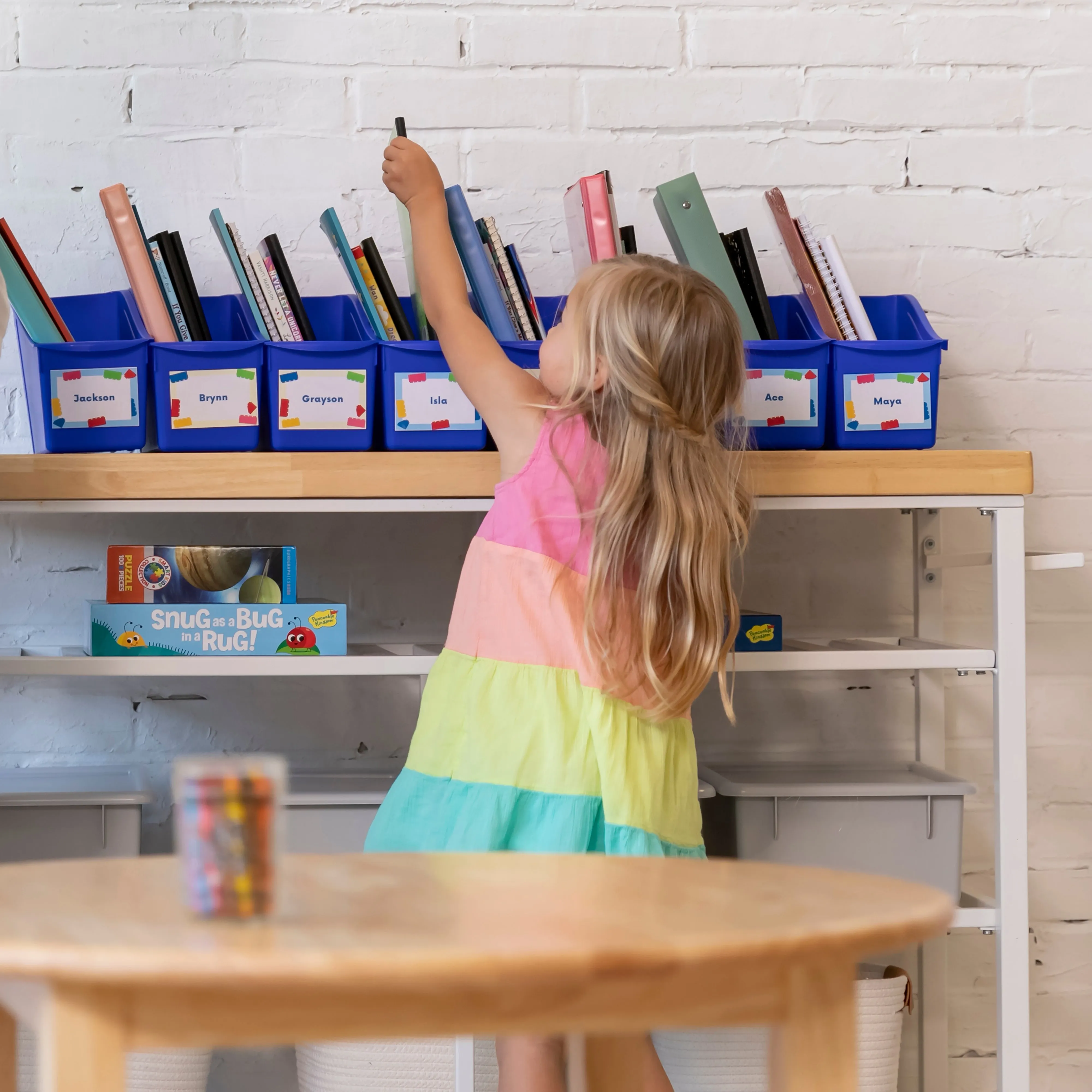 Linking Book Bins, Colorful Connecting Storage