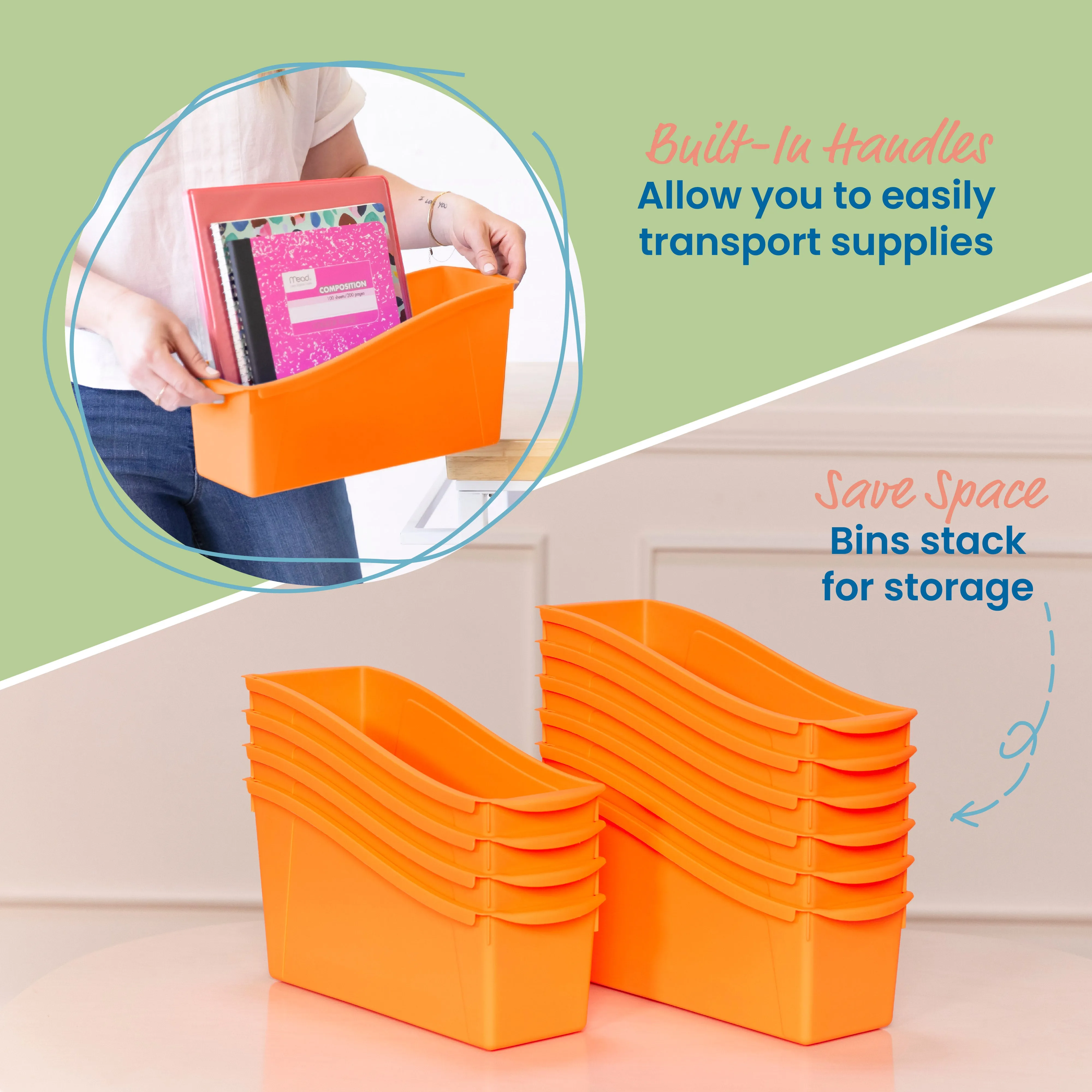 Linking Book Bins, Colorful Connecting Storage