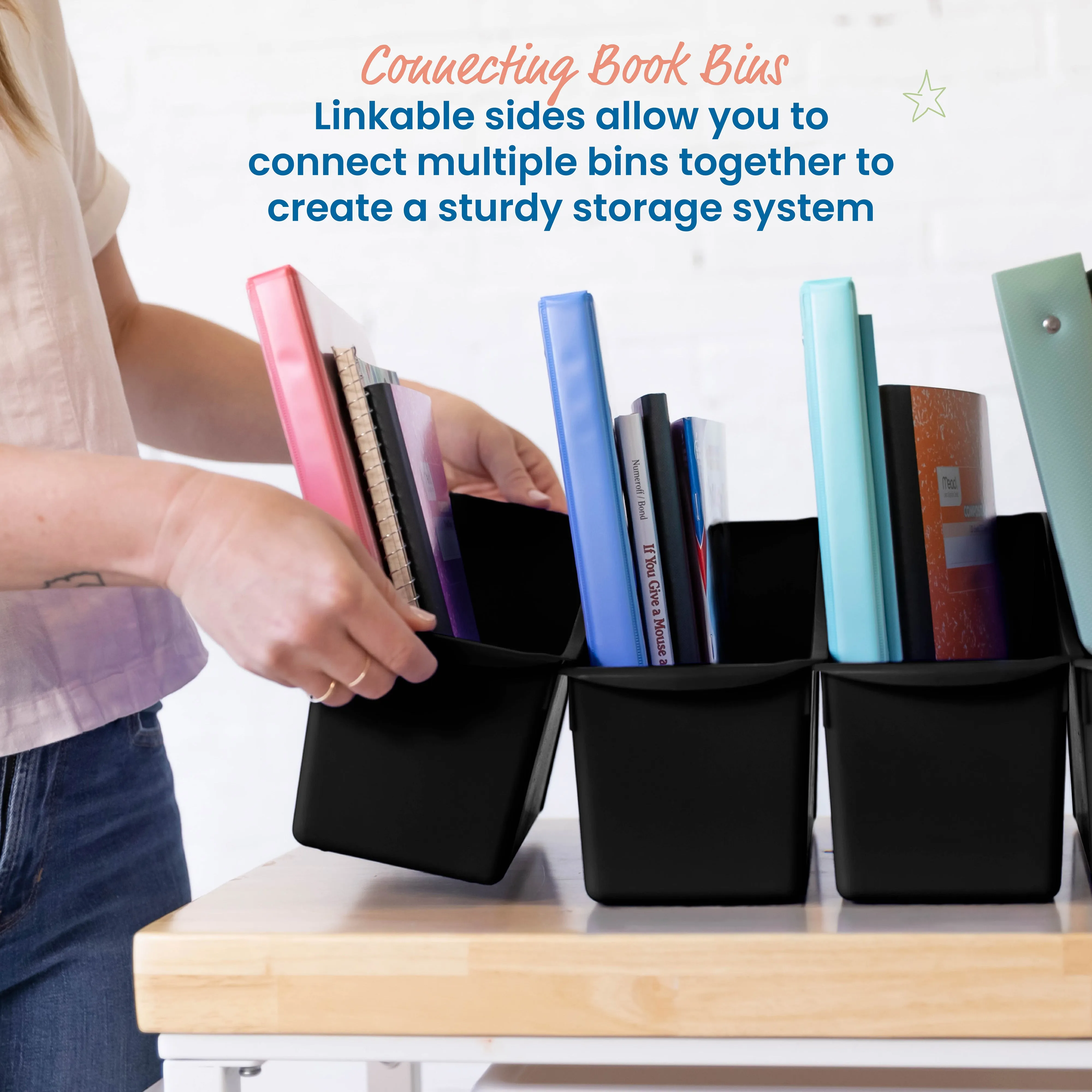 Linking Book Bins, Colorful Connecting Storage