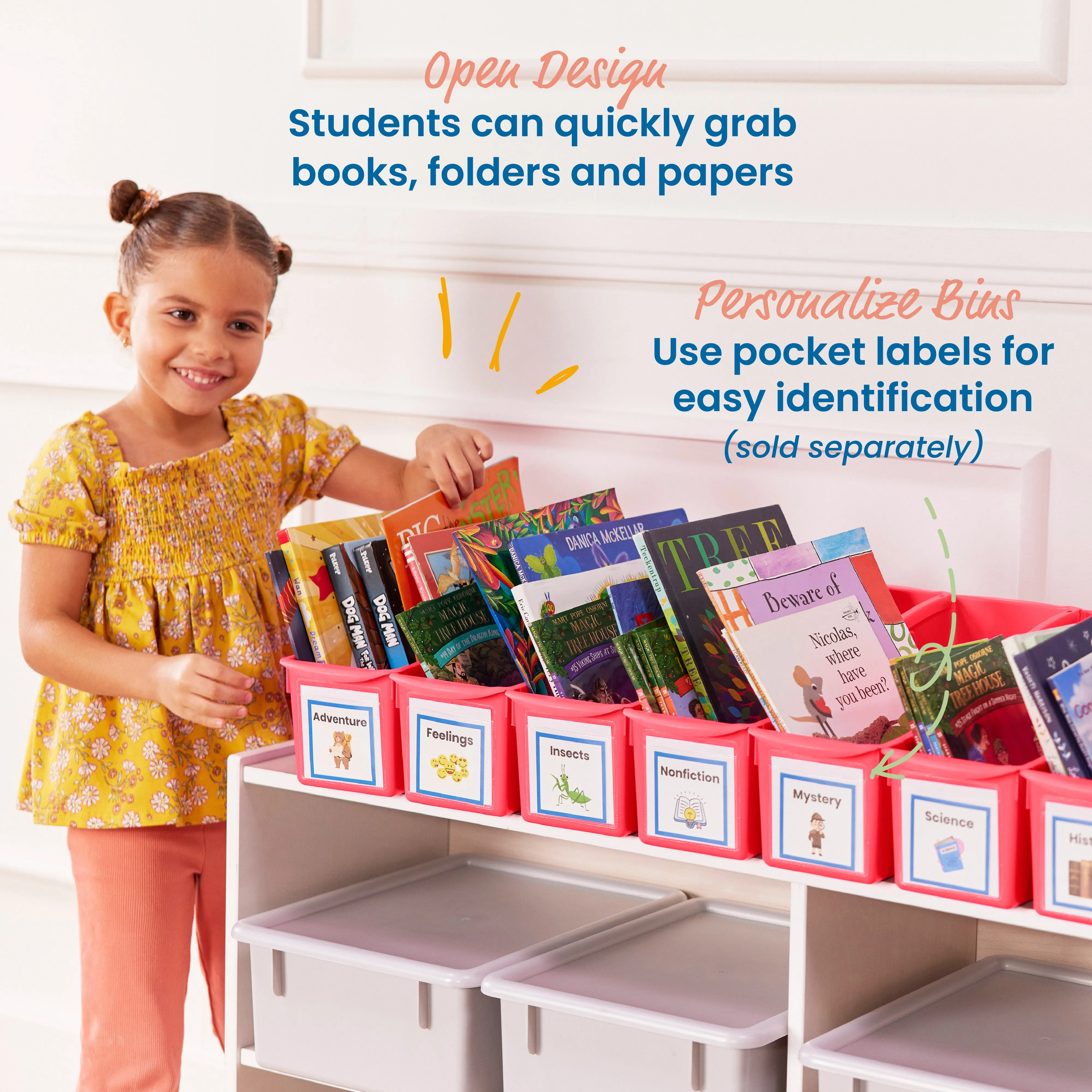 Linking Book Bins, Colorful Connecting Storage