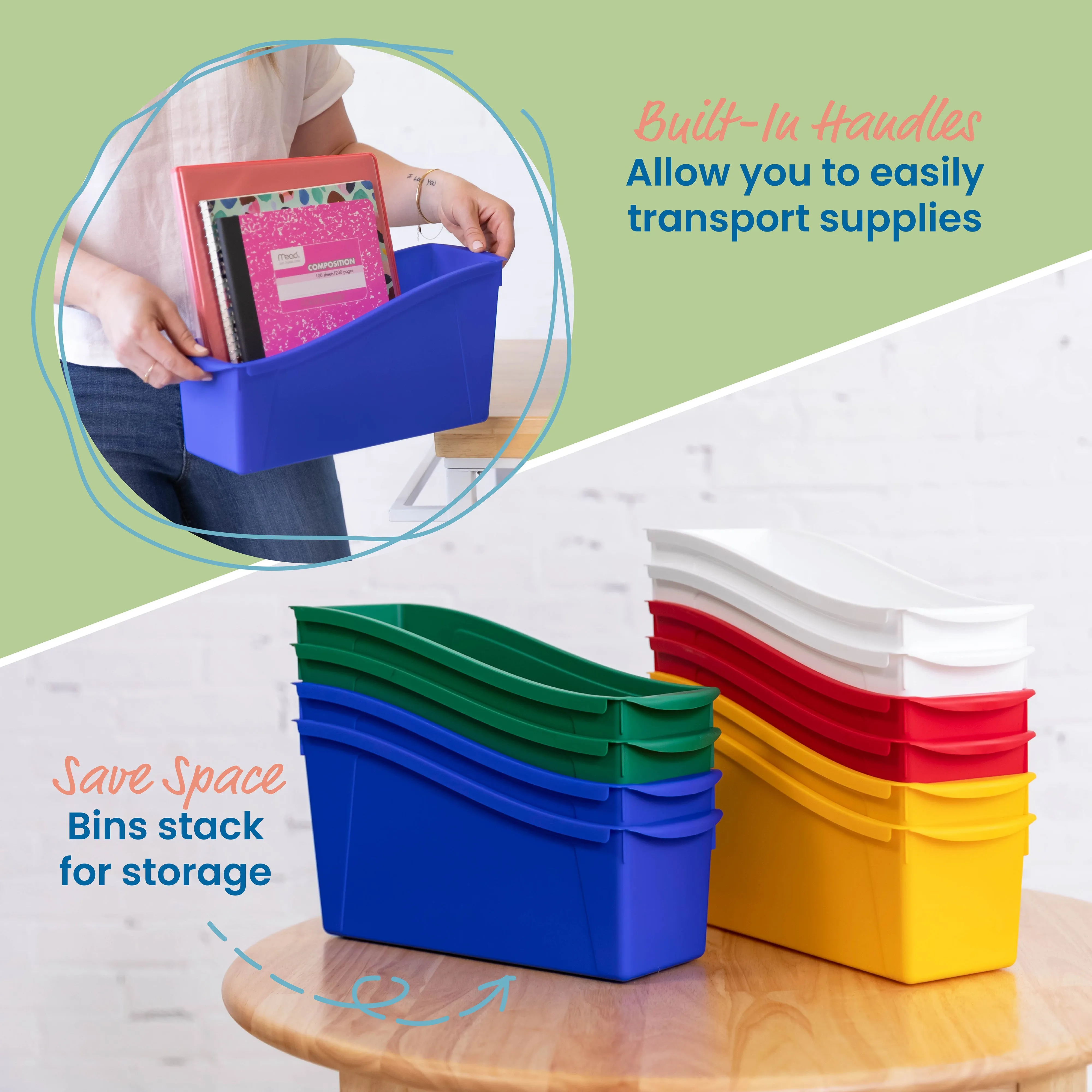 Linking Book Bins, Colorful Connecting Storage