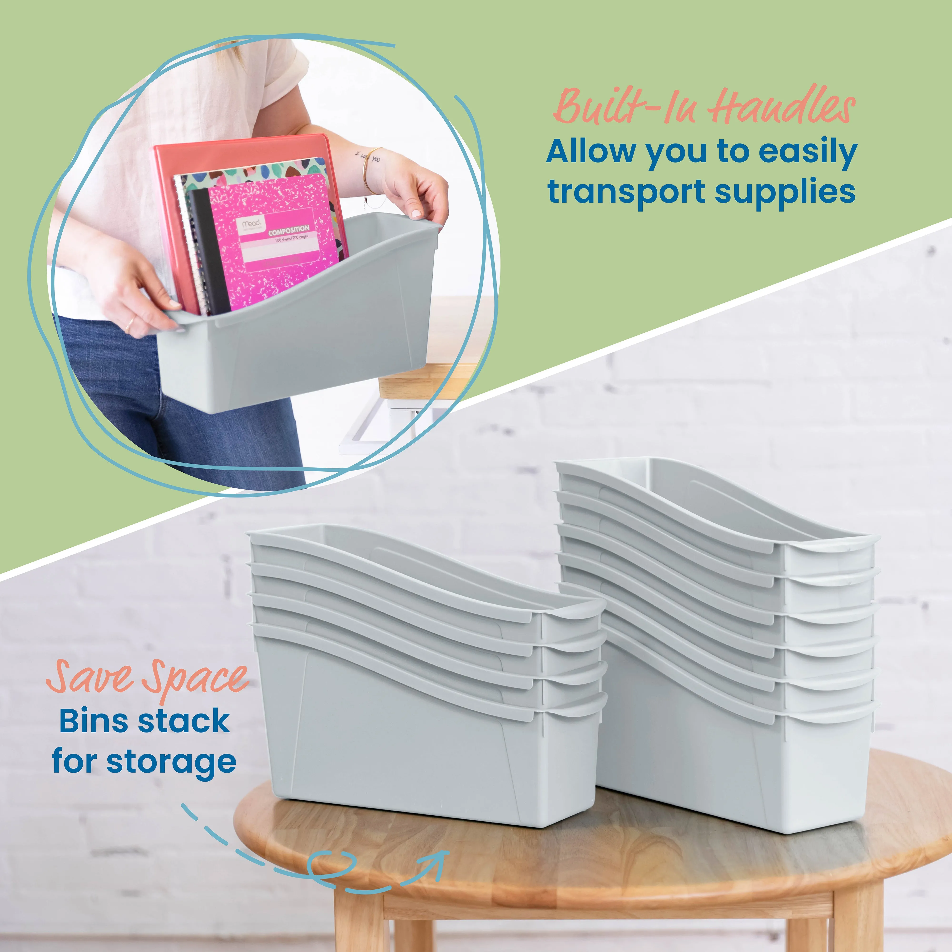 Linking Book Bins, Colorful Connecting Storage