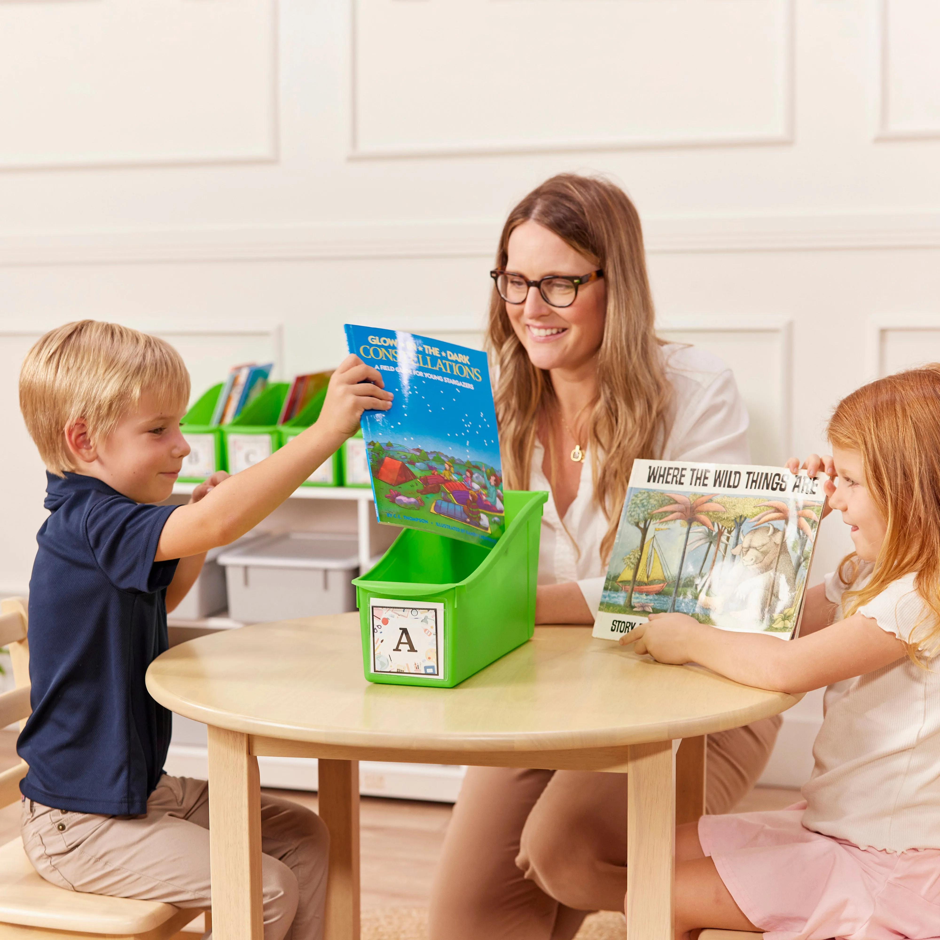 Linking Book Bins, Colorful Connecting Storage